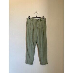 AG Adriano Goldschmied The Evan Relaxed Pleated Trouser in Olive Green Size 27